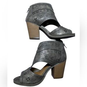 Open Toe Studded Leather High Heeled Sandals Boots